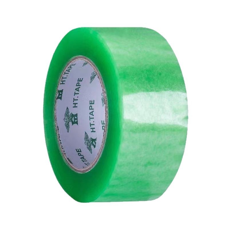 Bandă de ambalare transparentă verde, rolă mare, lățime 5,5 cm, pentru sigilare și ambalare.