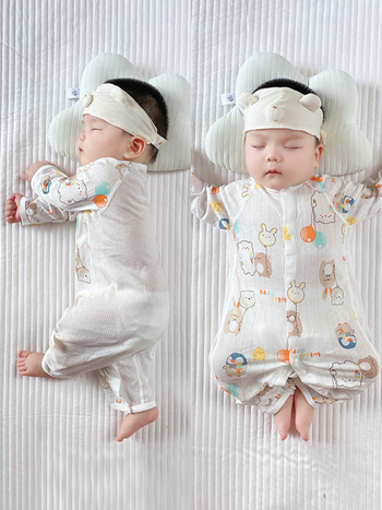Salopetă de vară pentru nou-născuți – subțire, mânecă lungă, unisex, pijama de dormit