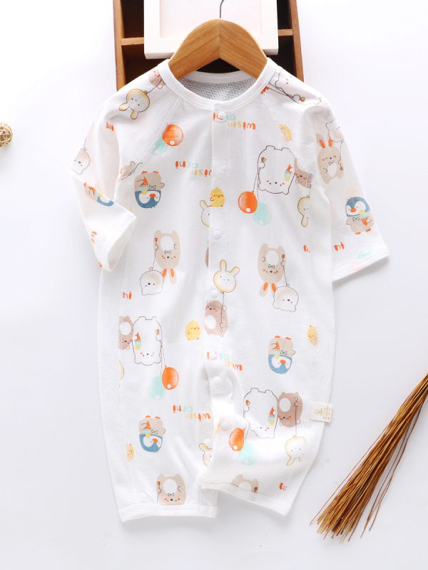 Salopetă de vară pentru nou-născuți – subțire, mânecă lungă, unisex, pijama de dormit