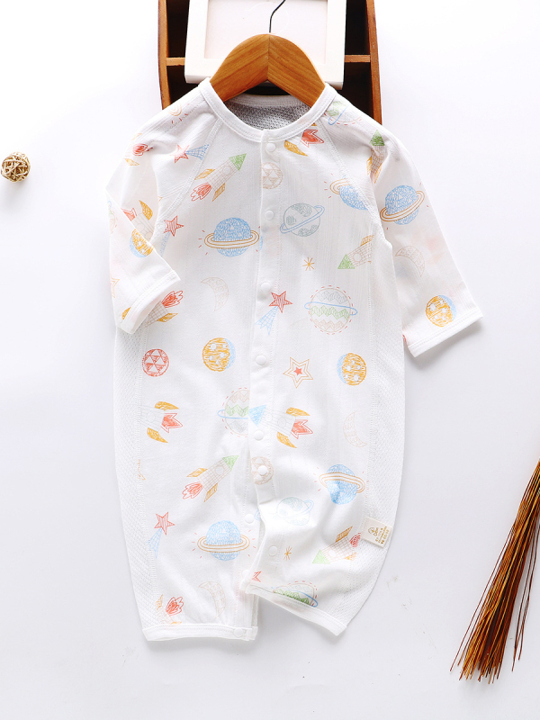 Salopetă de vară pentru nou-născuți – subțire, mânecă lungă, unisex, pijama de dormit