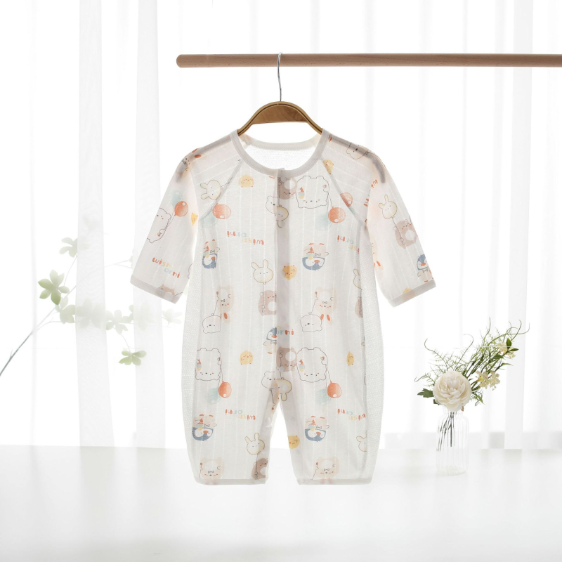 Salopetă de vară pentru nou-născuți – subțire, mânecă lungă, unisex, pijama de dormit