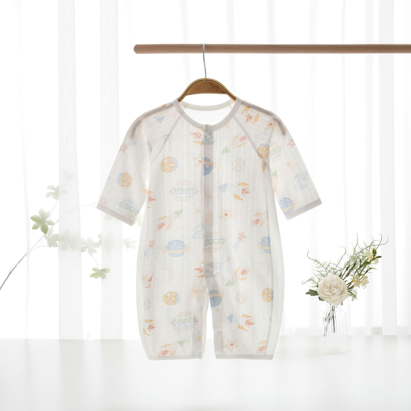 Salopetă de vară pentru nou-născuți – subțire, mânecă lungă, unisex, pijama de dormit
