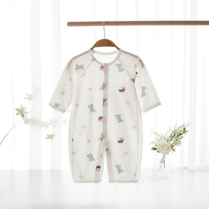 Salopetă de vară pentru nou-născuți – subțire, mânecă lungă, unisex, pijama de dormit