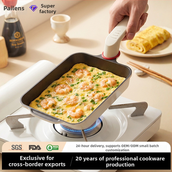 Tigaie Tamagoyaki ceramică cu titan, fund plat, stil japonez, acoperire cu piatră Maifan pentru ouă, tigaie pentru mic dejun