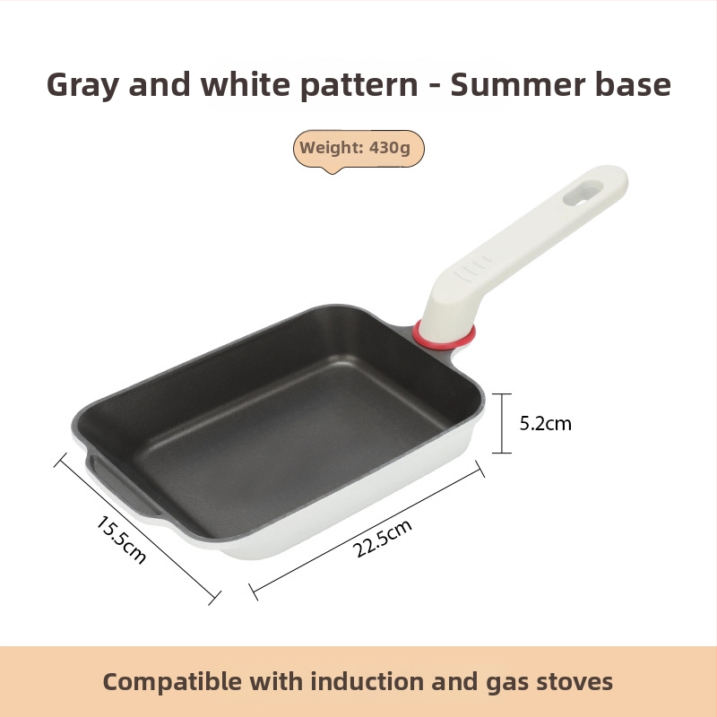 Tigaie Tamagoyaki ceramică cu titan, fund plat, stil japonez, acoperire cu piatră Maifan pentru ouă, tigaie pentru mic dejun