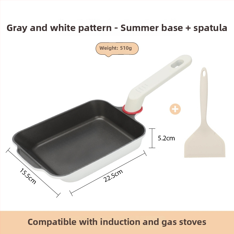 Tigaie Tamagoyaki ceramică cu titan, fund plat, stil japonez, acoperire cu piatră Maifan pentru ouă, tigaie pentru mic dejun