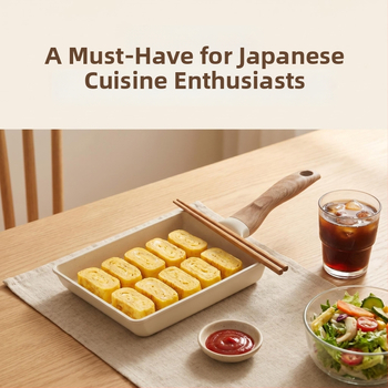 Japán stílusú tamagoyaki serpenyő Maifan-kővel, négyszögletes tapadásmentes serpenyő tojás tekercsekhez és steakhez, vastagított alj