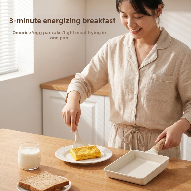 Panvica Tamagoyaki v japonskom štýle s kameňom Maifan, štvorcová nepriľnavá panvica na jarné rolky a steaky, zosilnené ploché dno