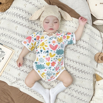 Body din bumbac pentru copii, mâneci scurte, ușor, respirabil, pentru vară