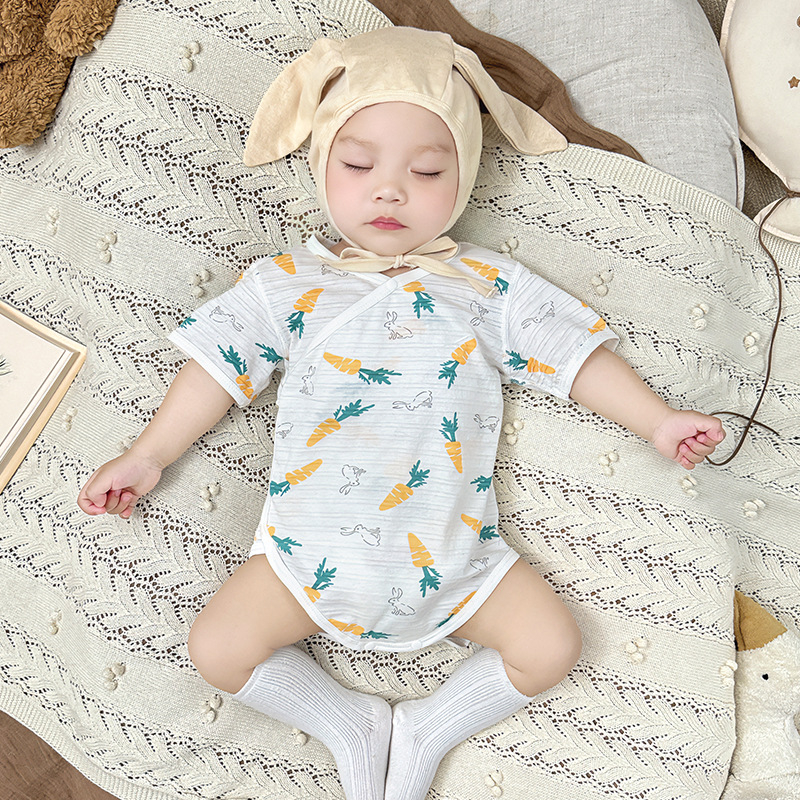 Body din bumbac pentru copii, mâneci scurte, ușor, respirabil, pentru vară