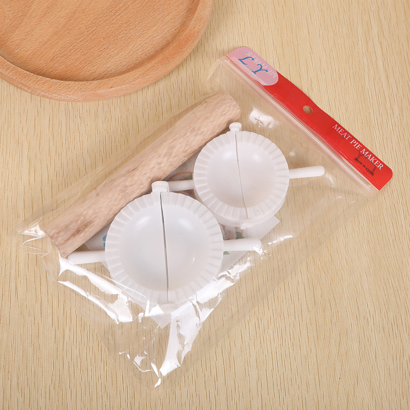 Mașină manuală pentru gătitul găluștelor acasă, cu bețișor din lemn, matriță din plastic pentru găluște și clips – două dimensiuni