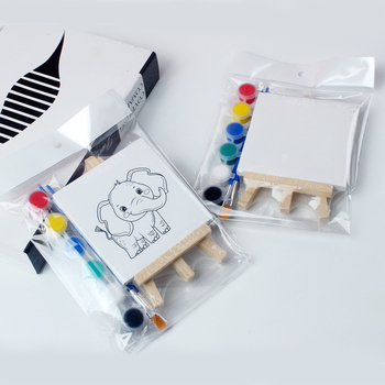 Tavă de desen din lemn pentru birou cu model, mini șevalet pentru copii – set acuarelă
