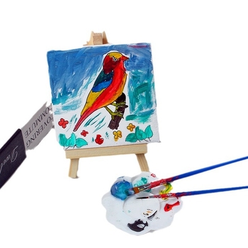 Tavă de desen din lemn pentru birou cu model, mini șevalet pentru copii – set acuarelă
