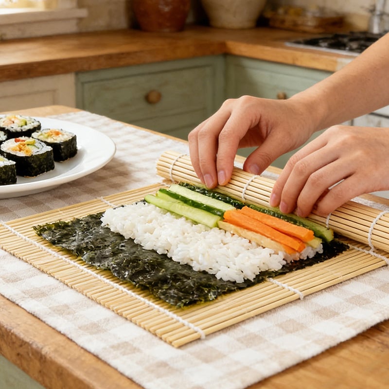 Covoraș din bambus pentru rularea sushi