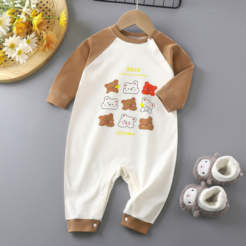 Salopetă pentru nou-născuți, din bumbac, mâneci lungi, unisex, primăvară și toamnă