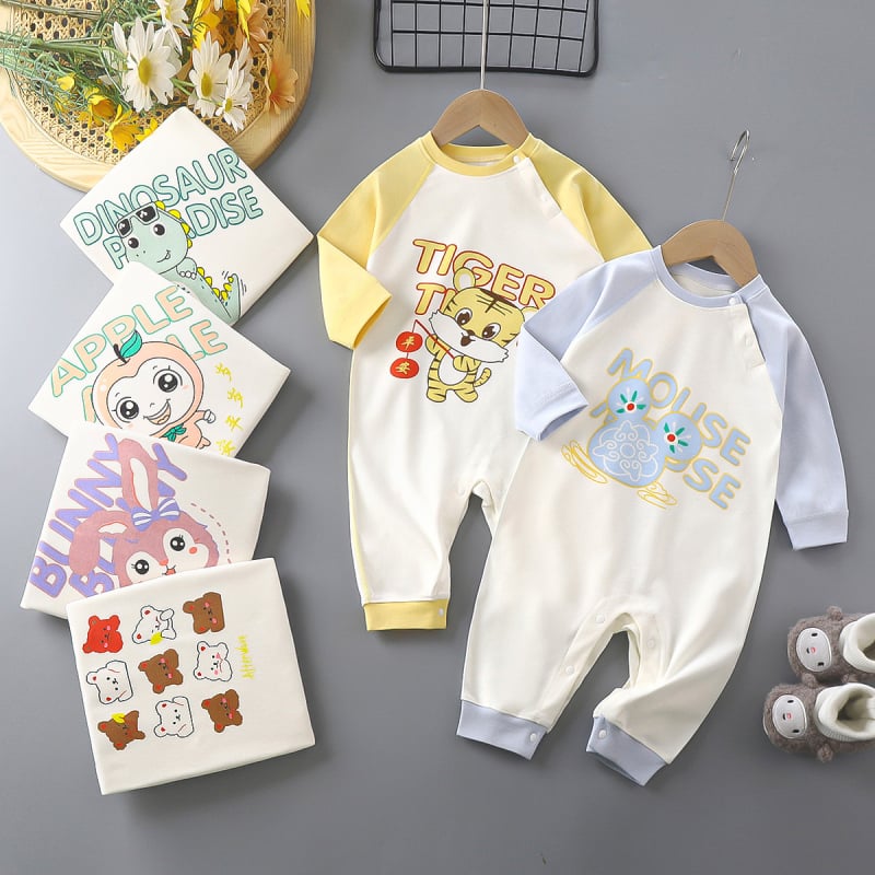 Salopetă pentru nou-născuți, din bumbac, mâneci lungi, unisex, primăvară și toamnă