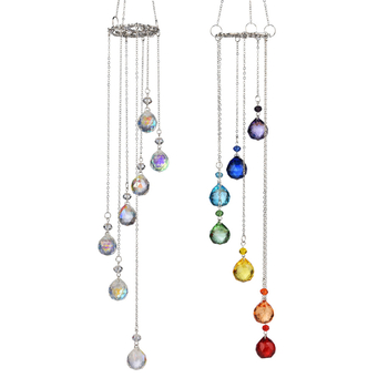 Pendentiv decorativ pentru grădină cu Pomul Vieții, lumini LED în șapte culori AB și clopoțel de cristal