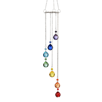 Pendentiv decorativ pentru grădină cu Pomul Vieții, lumini LED în șapte culori AB și clopoțel de cristal
