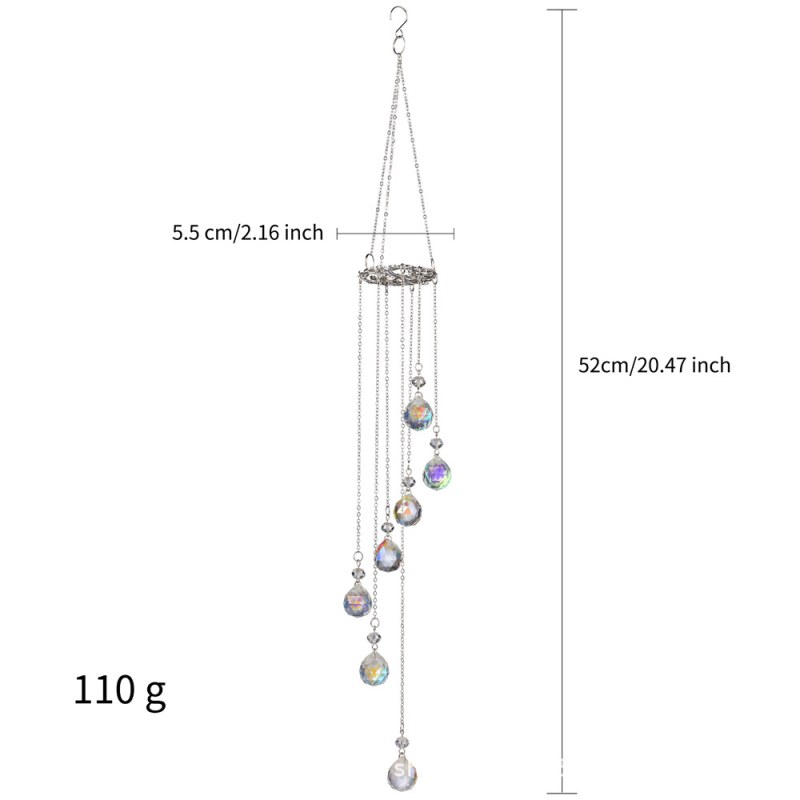 Pendentiv decorativ pentru grădină cu Pomul Vieții, lumini LED în șapte culori AB și clopoțel de cristal