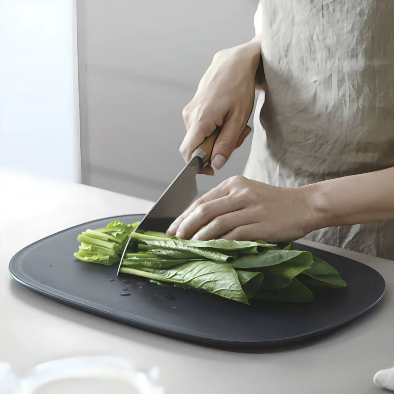 Tocător TPU cu stil japonez, oval, anti-mildew, antibacterian de calitate alimentară, tocător gros pentru fructe