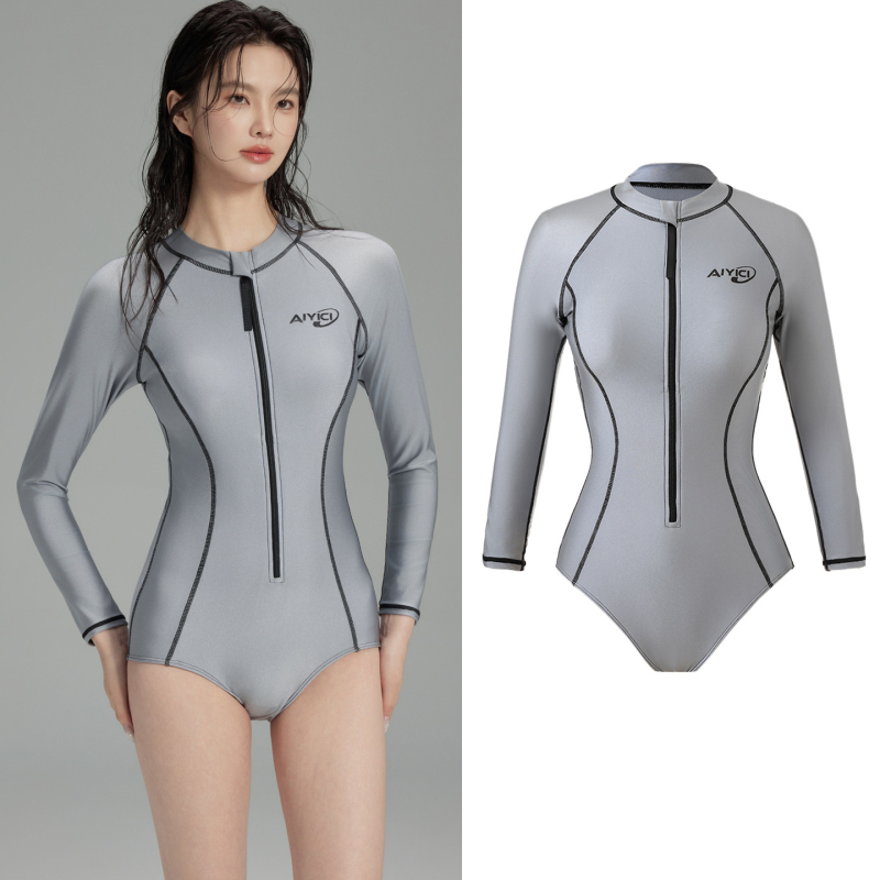 Costum de baie întreg cu mâneci lungi, protecție UV, pentru snorkeling și scufundări, uscare rapidă, pentru femei
