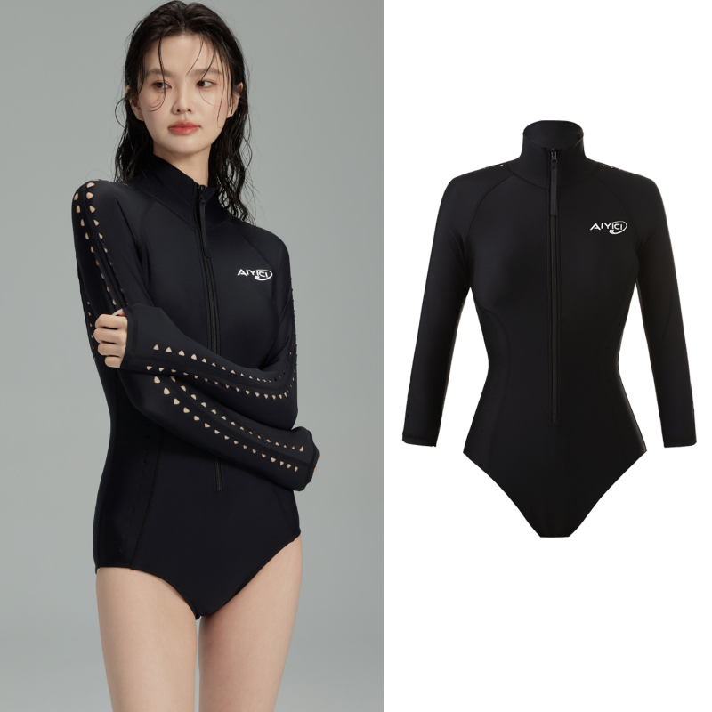Costum de baie întreg cu mâneci lungi, protecție UV, pentru snorkeling și scufundări, uscare rapidă, pentru femei