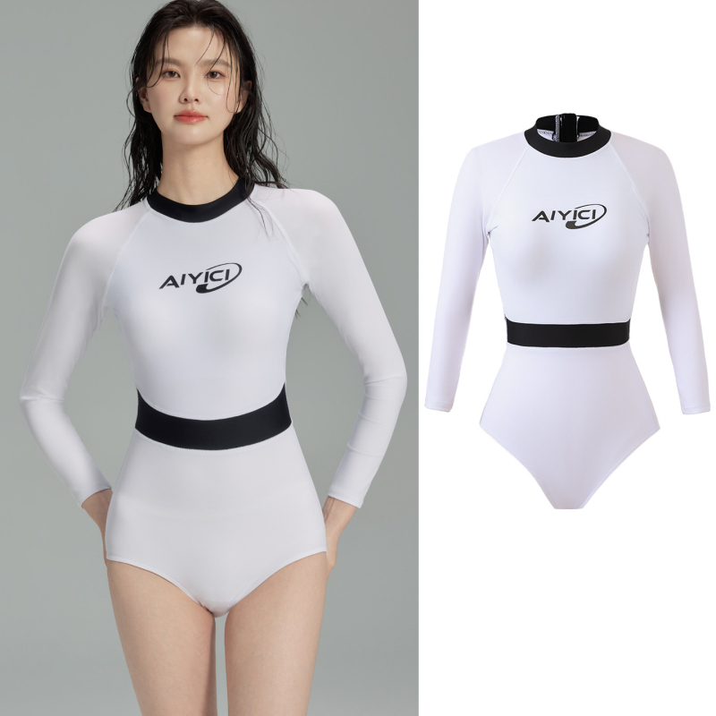 Costum de baie întreg cu mâneci lungi, protecție UV, pentru snorkeling și scufundări, uscare rapidă, pentru femei