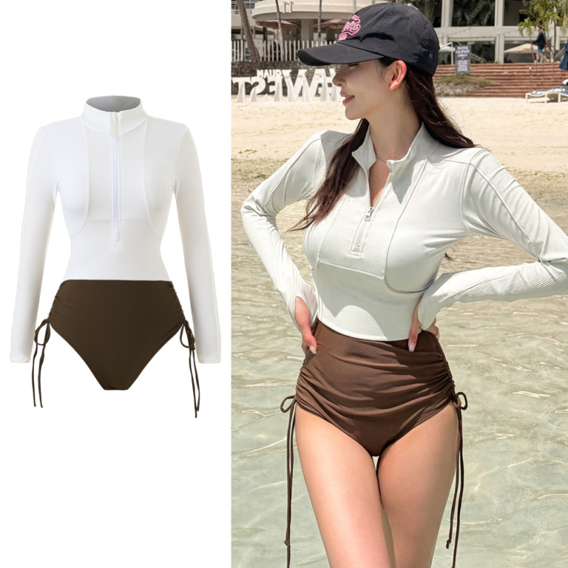 Costum de baie întreg cu mâneci lungi, protecție UV, pentru snorkeling și scufundări, uscare rapidă, pentru femei