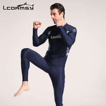 Langchen costum de scufundări pentru bărbați, din două piese, mâneci lungi, protecție solară, uscare rapidă, protecție împotriva meduzelor pentru surfing și snorkeling