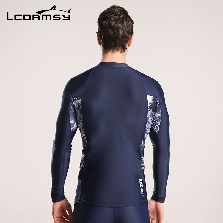 Langchen costum de scufundări pentru bărbați, din două piese, mâneci lungi, protecție solară, uscare rapidă, protecție împotriva meduzelor pentru surfing și snorkeling