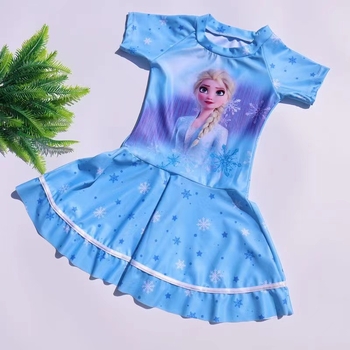 8045-Q2 Costum de baie pentru fete, într-o piesă, imprimeu prințesă desen animat