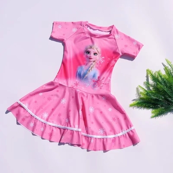 8045-Q2 Costum de baie pentru fete, într-o piesă, imprimeu prințesă desen animat