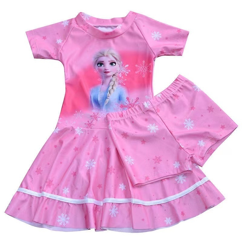 8045-Q2 Costum de baie pentru fete, într-o piesă, imprimeu prințesă desen animat