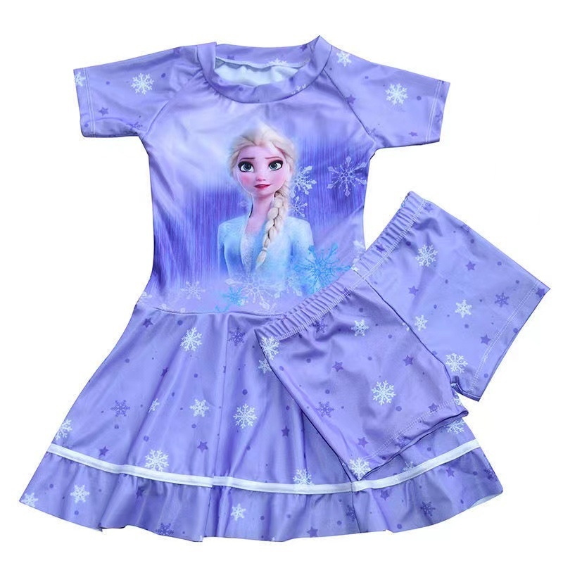 8045-Q2 Costum de baie pentru fete, într-o piesă, imprimeu prințesă desen animat