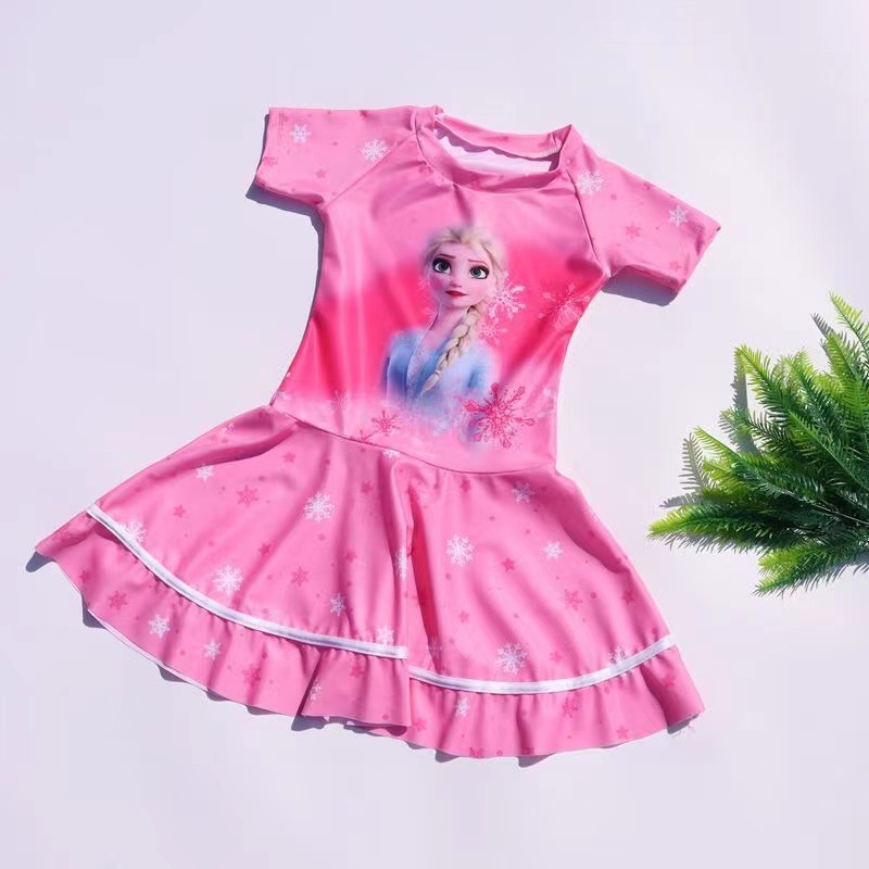 8045-Q2 Costum de baie pentru fete, într-o piesă, imprimeu prințesă desen animat