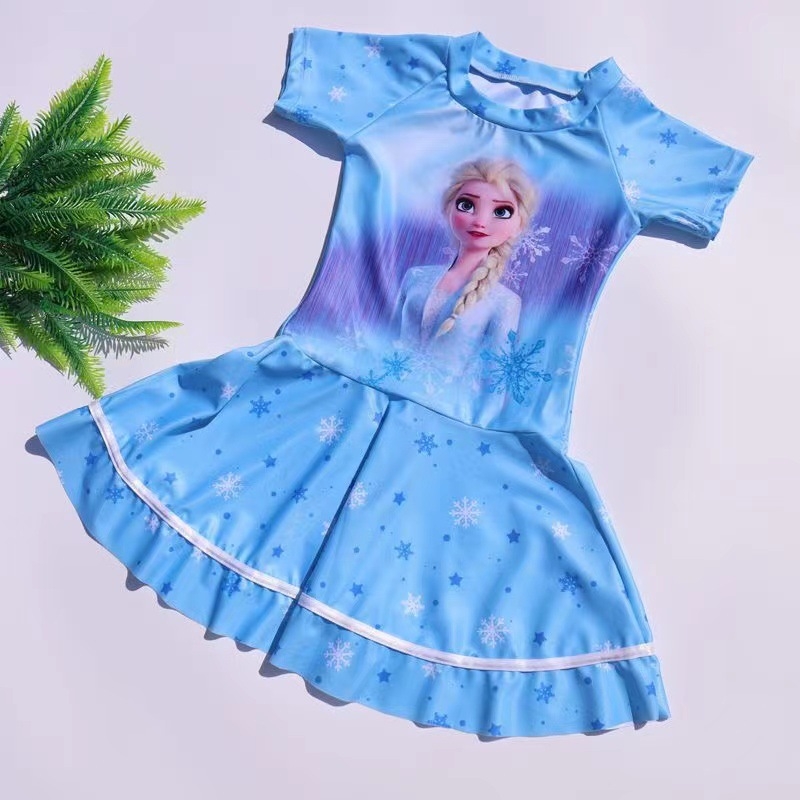 8045-Q2 Costum de baie pentru fete, într-o piesă, imprimeu prințesă desen animat