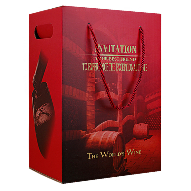 Ying Qin K6 Cutie cadou pentru vin, ambalaj din carton pentru 6 sticle, imprimare disponibilă