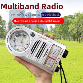 Prenosné multifunkčné hodiny M-572BT s retro Bluetooth rádiom a vstavaným reproduktorom, prehrávaním hudby z TF karty a USB