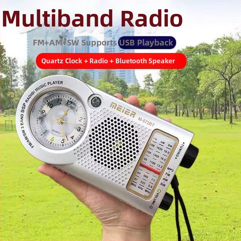 Prenosné multifunkčné hodiny M-572BT s retro Bluetooth rádiom a vstavaným reproduktorom, prehrávaním hudby z TF karty a USB