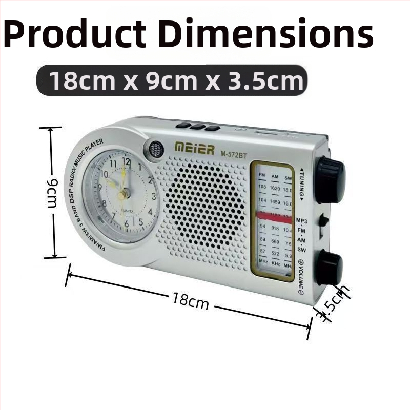 Prenosné multifunkčné hodiny M-572BT s retro Bluetooth rádiom a vstavaným reproduktorom, prehrávaním hudby z TF karty a USB