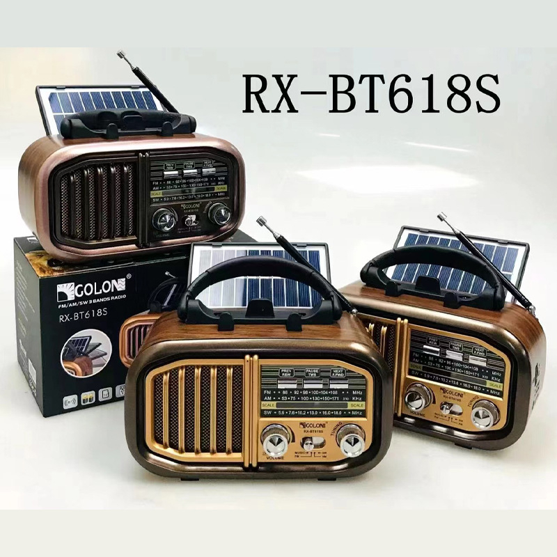 Difuzor Bluetooth portabil retro cu slot pentru card, interfețe multiple, alimentare solară, difuzor exterior fără fir