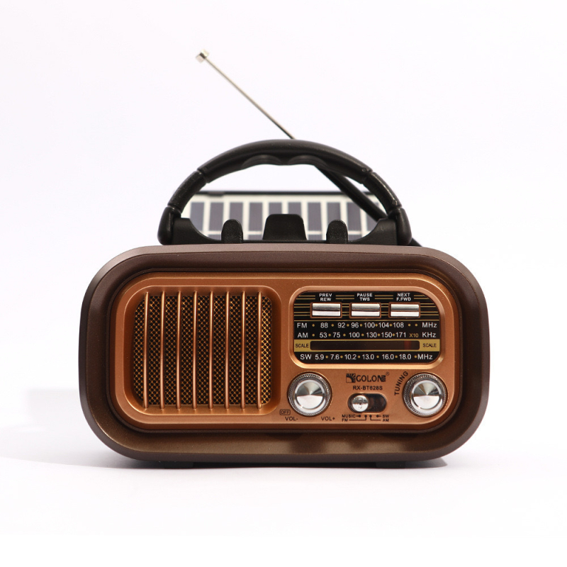 Difuzor Bluetooth portabil retro cu slot pentru card, interfețe multiple, alimentare solară, difuzor exterior fără fir