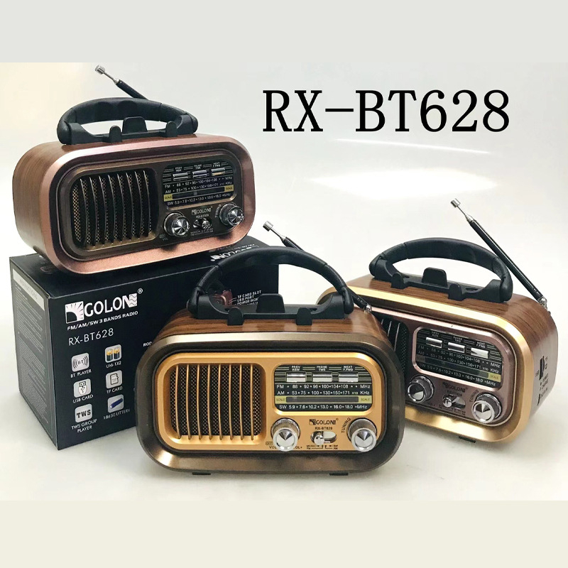 Difuzor Bluetooth portabil retro cu slot pentru card, interfețe multiple, alimentare solară, difuzor exterior fără fir