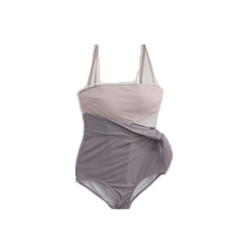 Costum de baie întreg sexy, talie asimetrică, șnur lateral și nod, color-block.