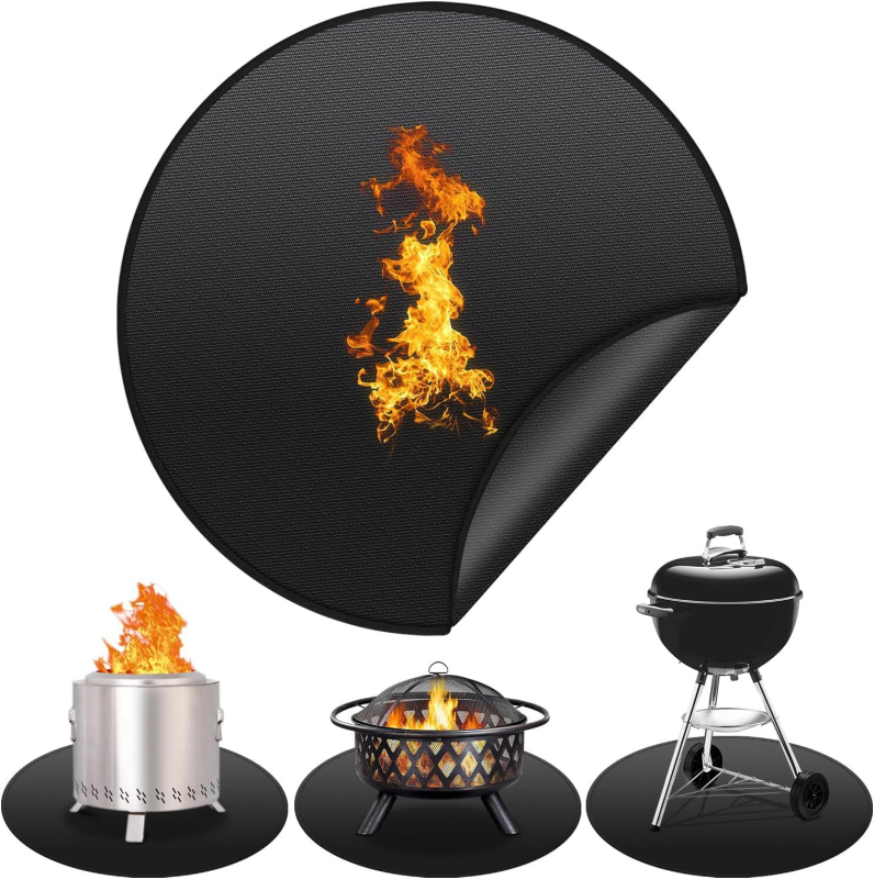 Covoraș rotund pentru grătar, ignifug și rezistent la temperaturi înalte, rezistent la ulei, reutilizabil – camping, picnic și gazon