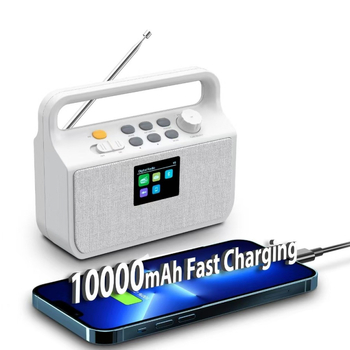 DAB radio cu baterie de 10000mAh și încărcare rapidă, difuzor Bluetooth încorporat