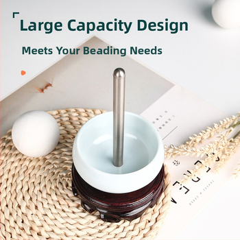 Instrument de mărgele lucrat manual din lemn fag și rășină, cu bol pentru mărgele pentru înnodat rapid