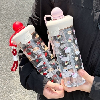 2026 Vară Ceașcă din Plastic Portabilă cu Mâner, Infuzor cu Bilă Plutitoare, Separare Ceai-Apă, Paiuri Duble