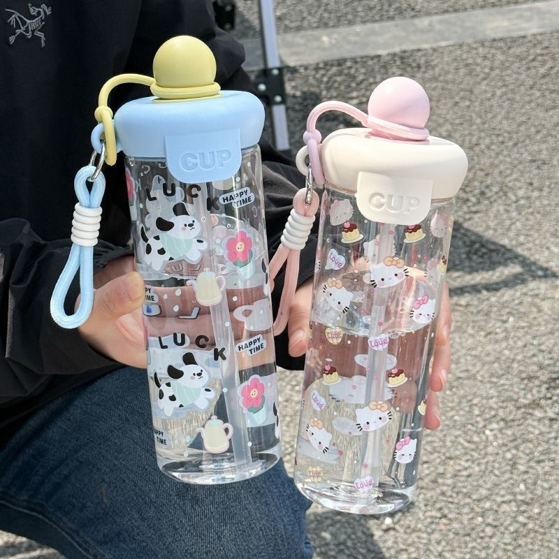 2026 Vară Ceașcă din Plastic Portabilă cu Mâner, Infuzor cu Bilă Plutitoare, Separare Ceai-Apă, Paiuri Duble