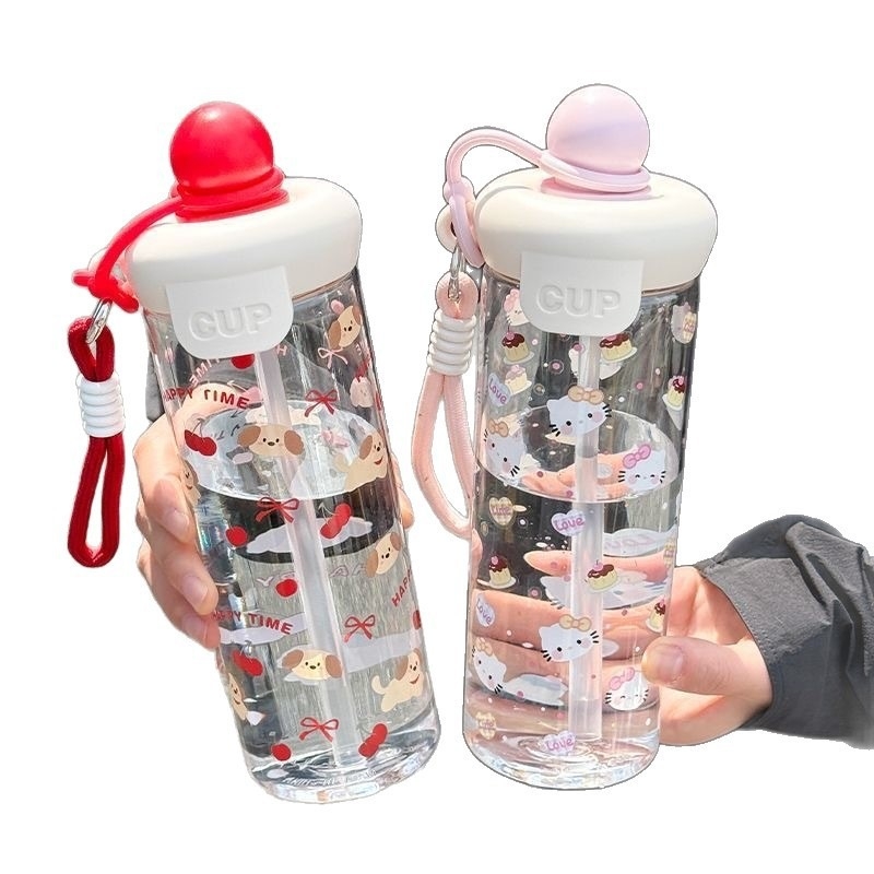 2026 Vară Ceașcă din Plastic Portabilă cu Mâner, Infuzor cu Bilă Plutitoare, Separare Ceai-Apă, Paiuri Duble